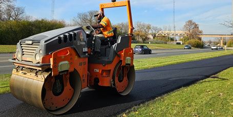 Paving equipment on the Sculpture Park Path