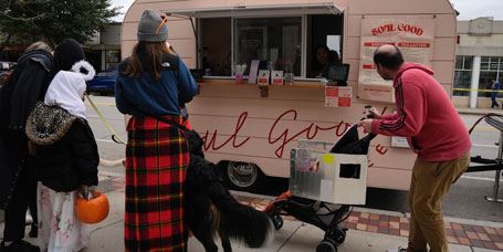 Customers at the Soul Good Coffee truck