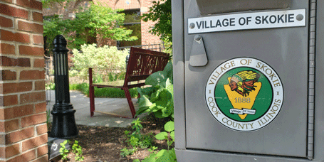 Village Seal on box outside Village Hall