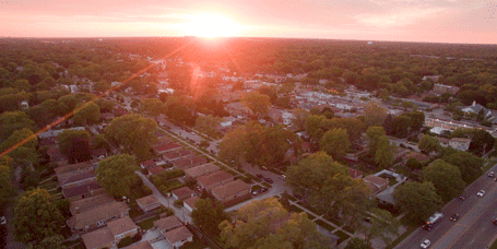 Aerial view of Skokie neighborhood